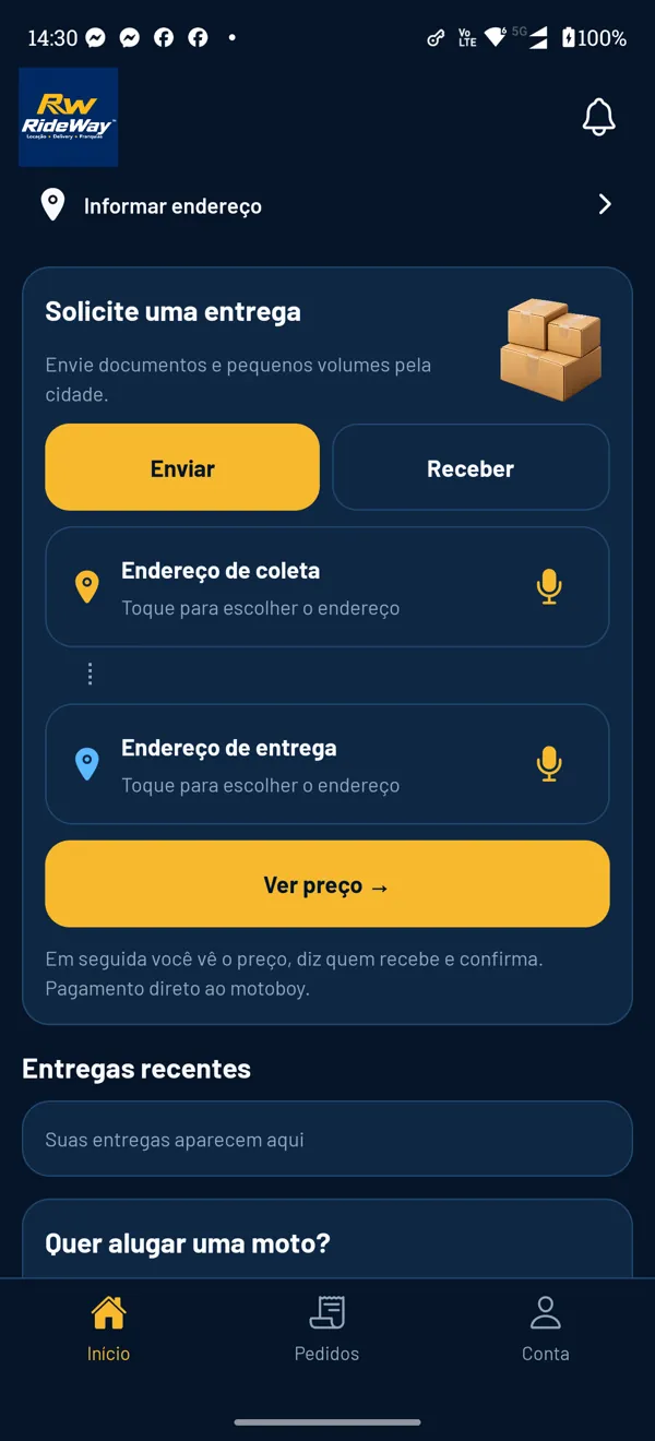 RideWay · entregas